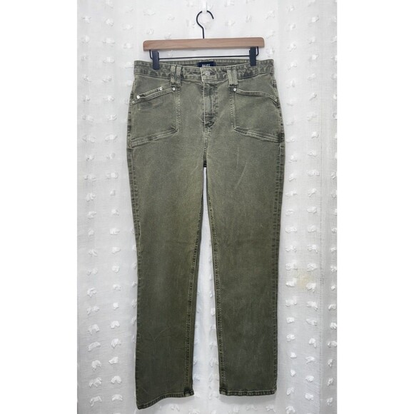 Paige Women's Size 32 Green Cindy High Rise Straight Leg Denim Jeans - Picture 1 of 6